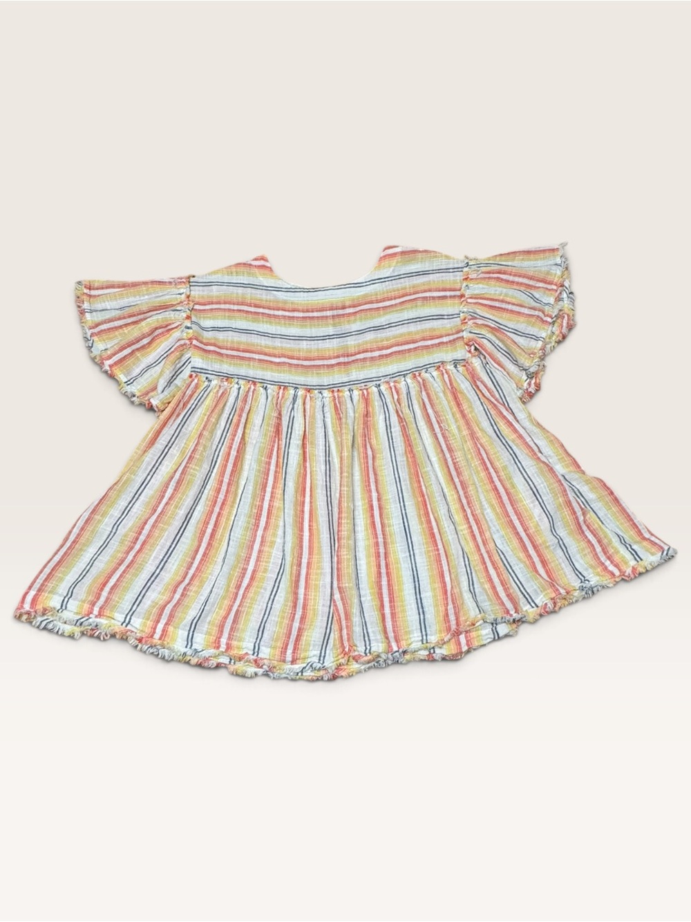Free People Summer Nights Striped Dress Ruffle Sleeve Boho Small